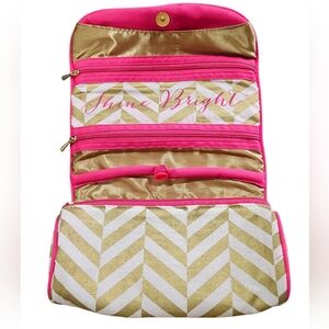 JEWELRY ROLL travel case organizer holder VGUC gold pink Shine Bright